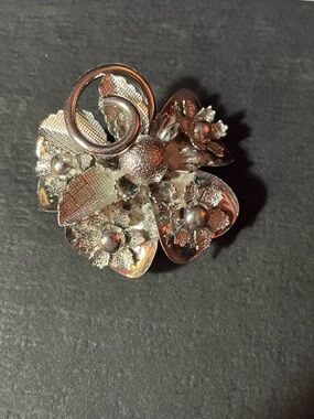 Silver Floral Statement Brooch - Elegant Women’s Jewelry
